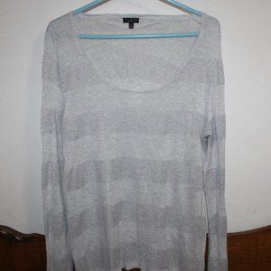 Talbots Gray Striped Long Sleeve Shirt Size XL